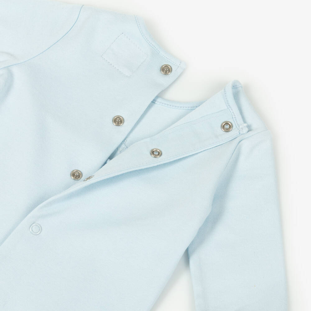Emile et Rose-Boys Blue Cotton Babysuit Set with Star Embroidery | Childrensalon Outlet
