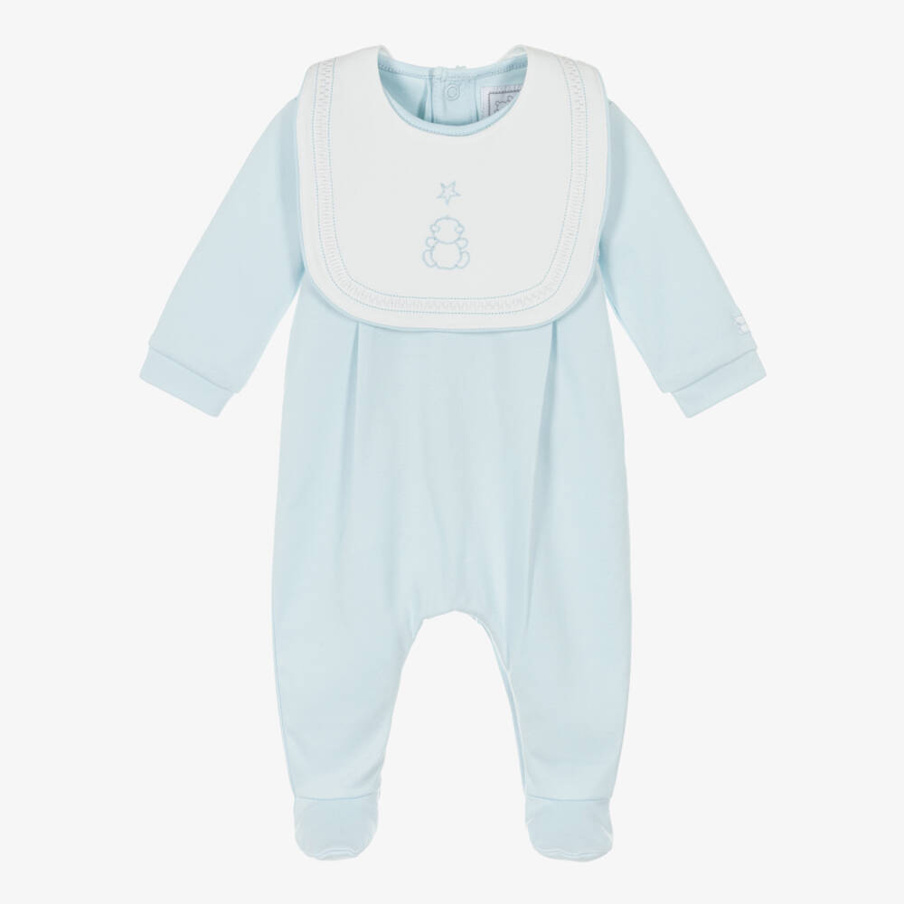Emile et Rose-Boys Blue Cotton Babysuit Set with Star Embroidery | Childrensalon Outlet