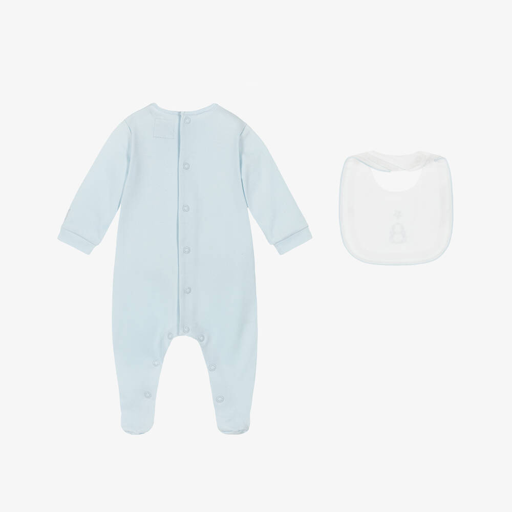 Emile et Rose-Boys Blue Cotton Babysuit Set with Star Embroidery | Childrensalon Outlet