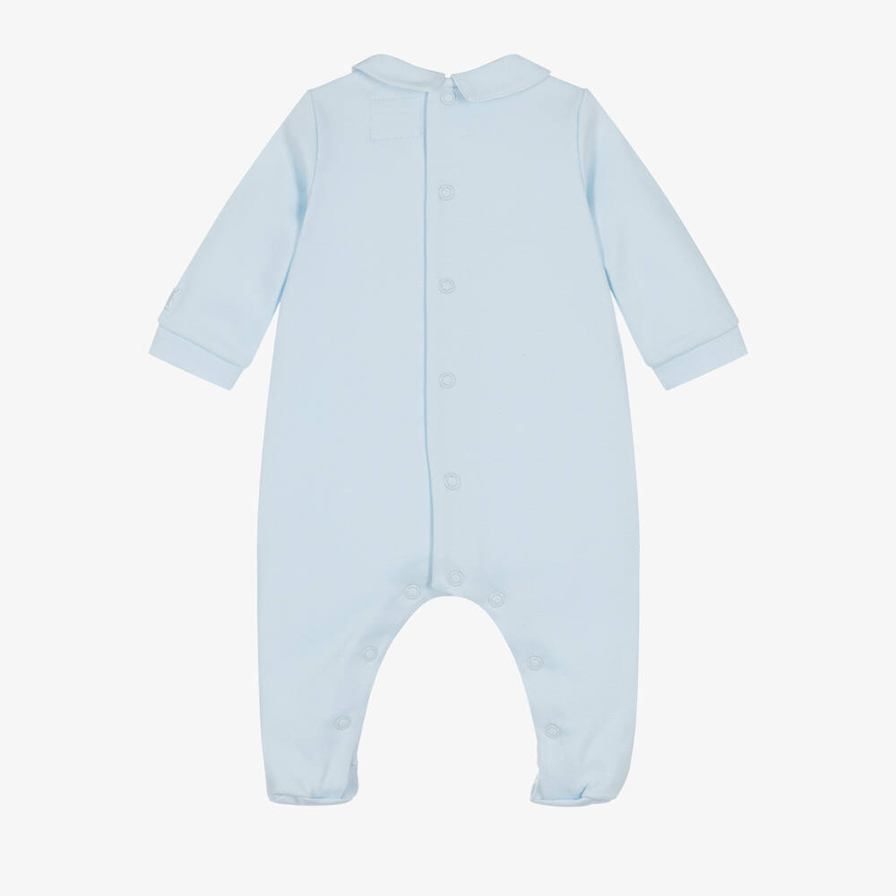 Emile et Rose-Boys Blue Cotton Embroidered Babygrow | Childrensalon Outlet