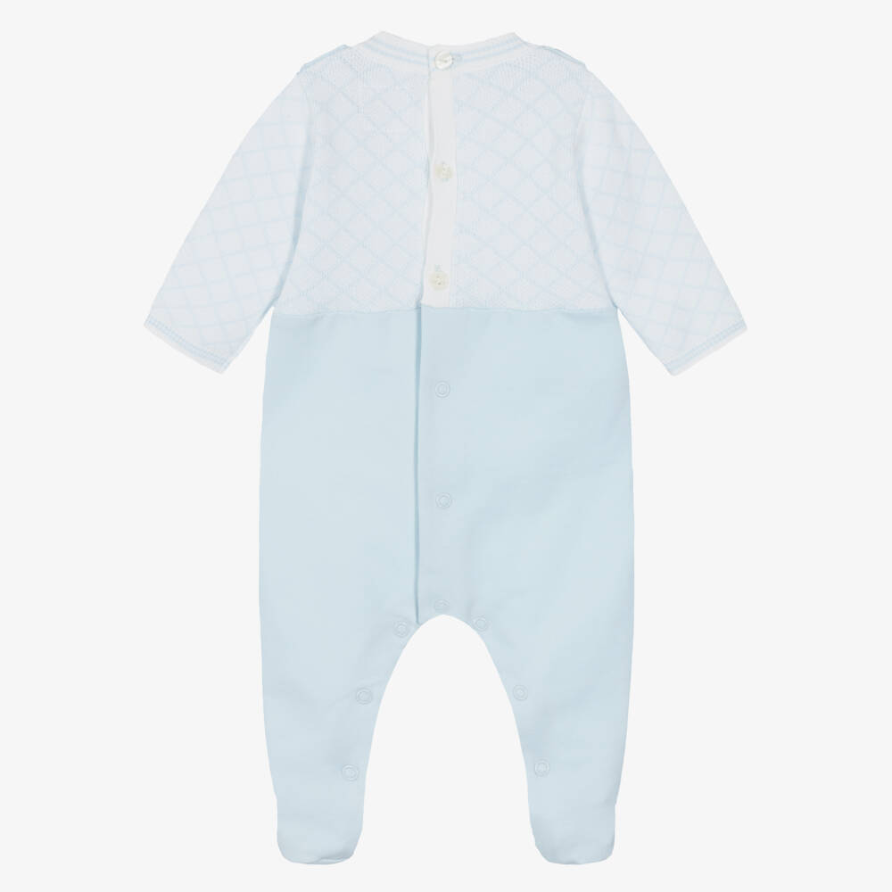 Emile et Rose-Boys Blue Cotton Knit & Jersey Dungaree Babygrow | Childrensalon Outlet