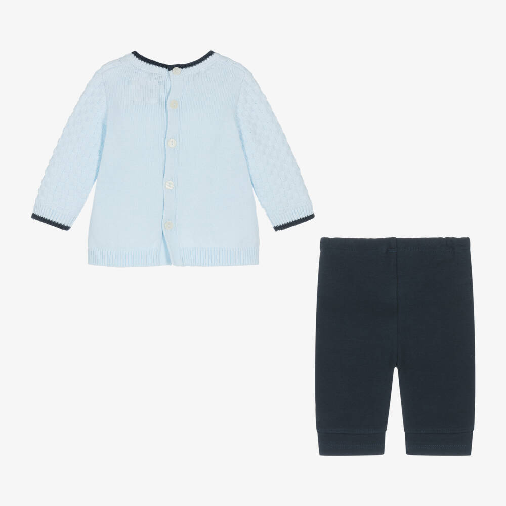 Emile et Rose-Boys Blue Knitted Outfit Set | Childrensalon Outlet