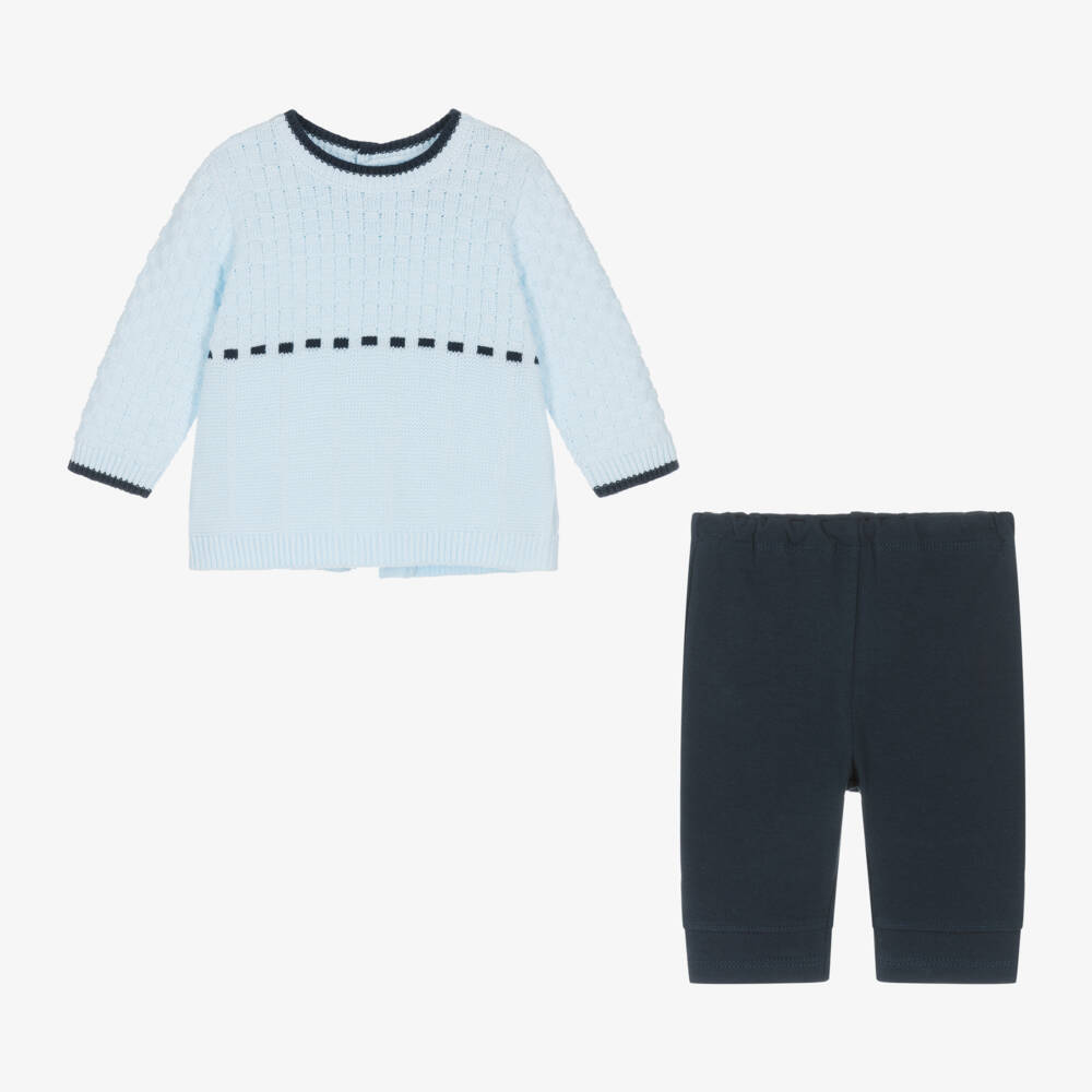 Emile et Rose-Boys Blue Knitted Outfit Set | Childrensalon Outlet