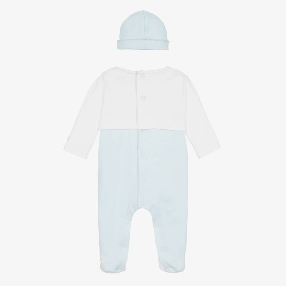 Emile et Rose-Boys Blue & White Cotton Babygrow Set | Childrensalon Outlet