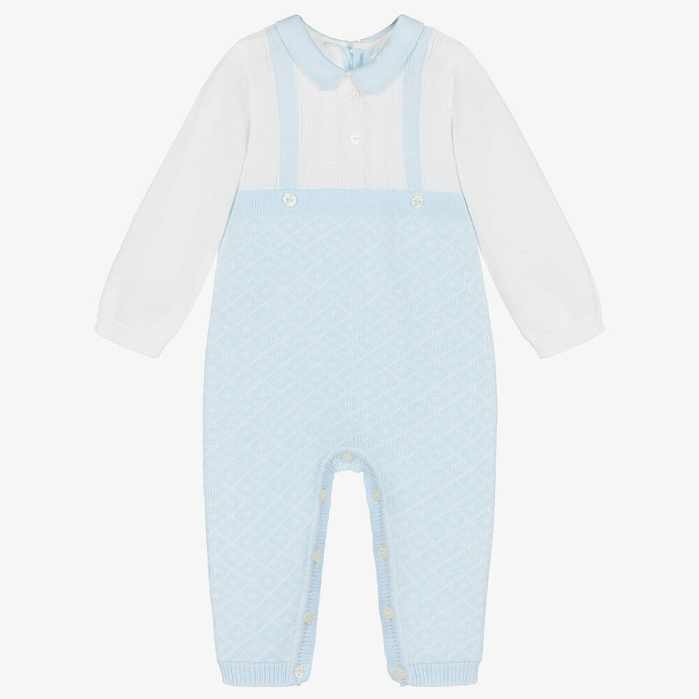 Emile et Rose - Pyjama bleu et blanc en maille | Childrensalon