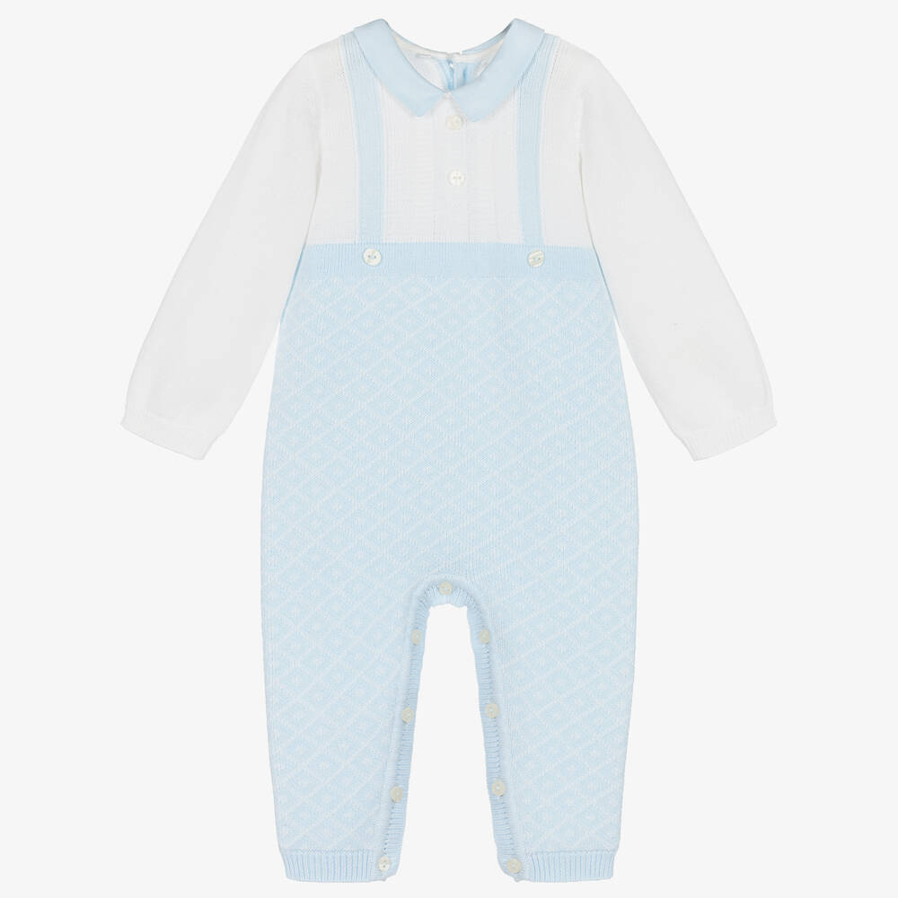Emile et Rose-Бело-голубой трикотажный ромпер | Childrensalon Outlet