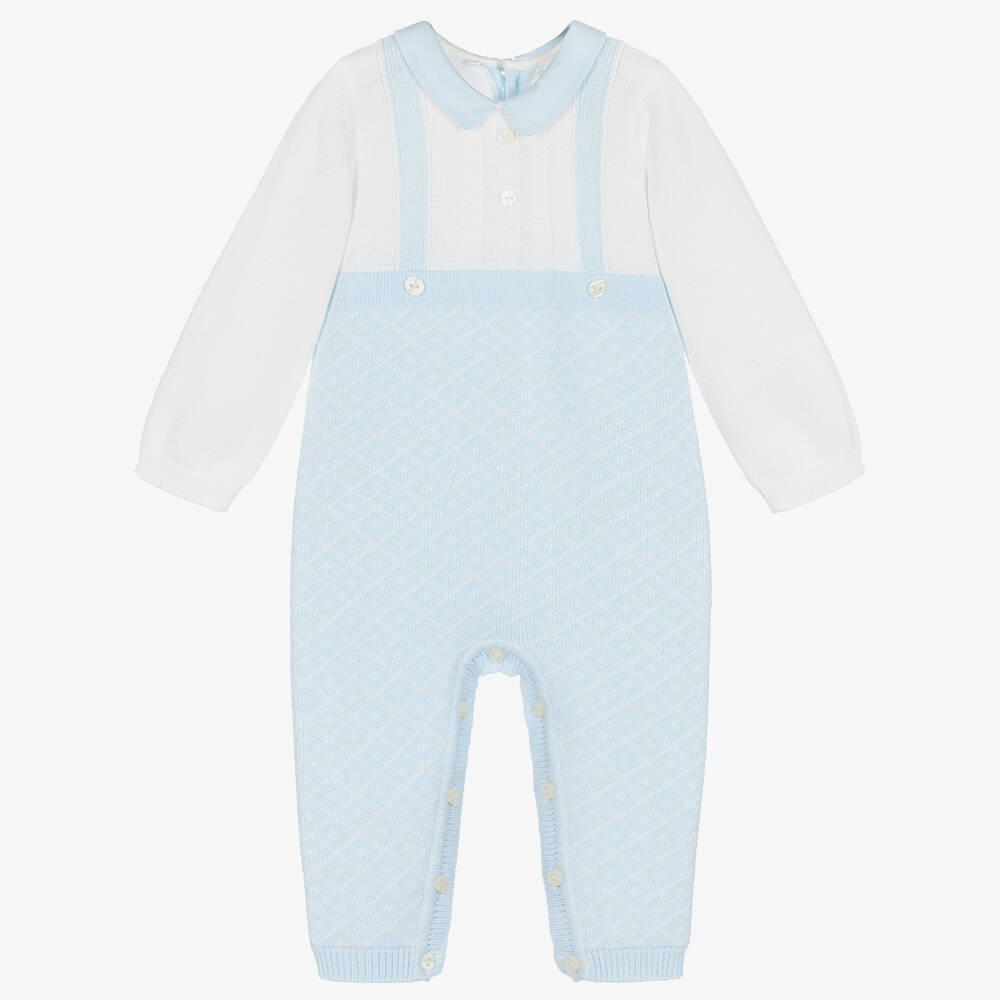 Emile et Rose - Boys Blue & White Knitted Romper | Childrensalon