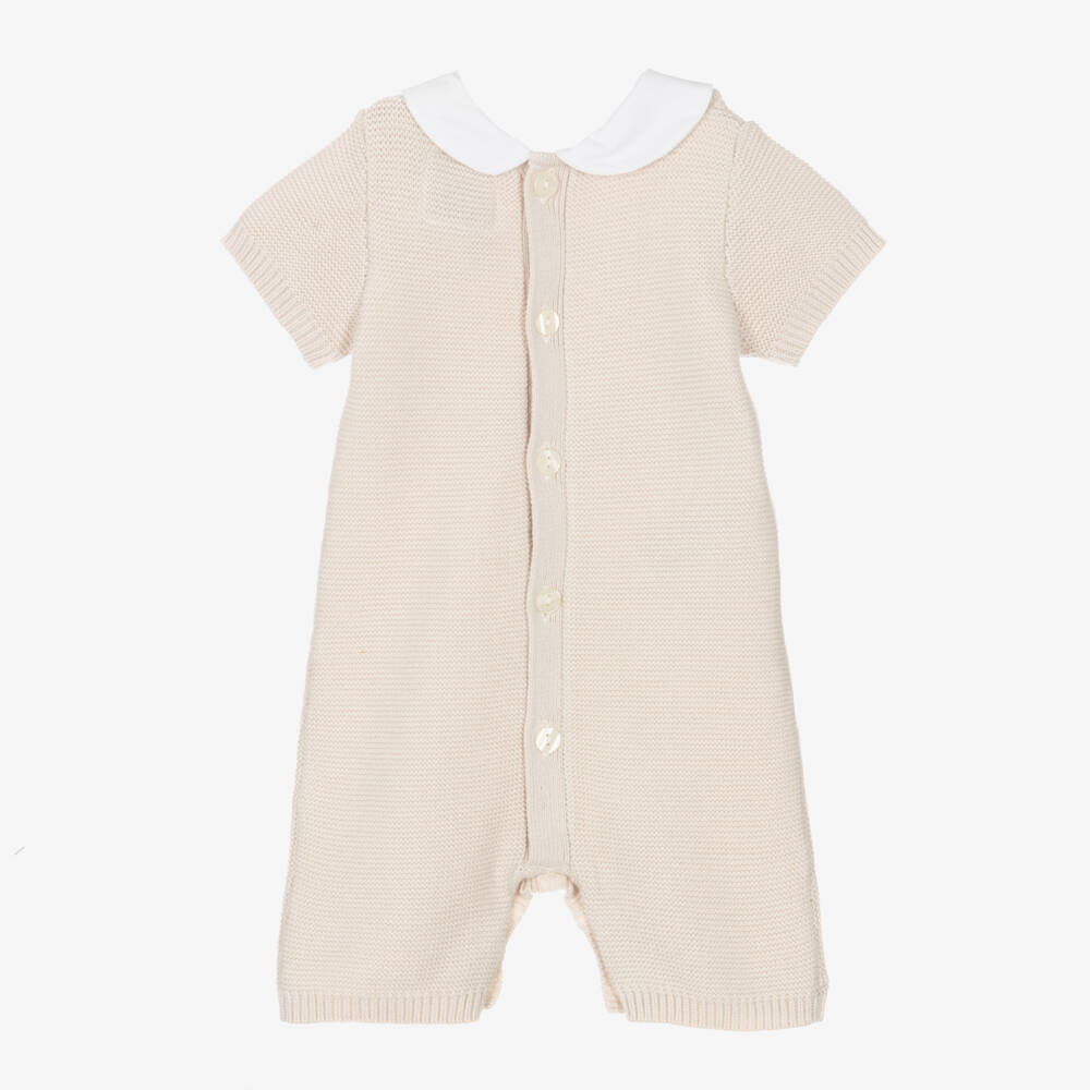 Emile et Rose-Boys Classic Beige Knit Romper | Childrensalon Outlet