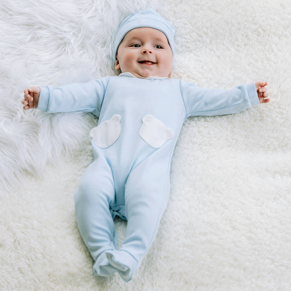 Emile et Rose-Boys Cotton Blue Babysuit Ensemble | Childrensalon Outlet