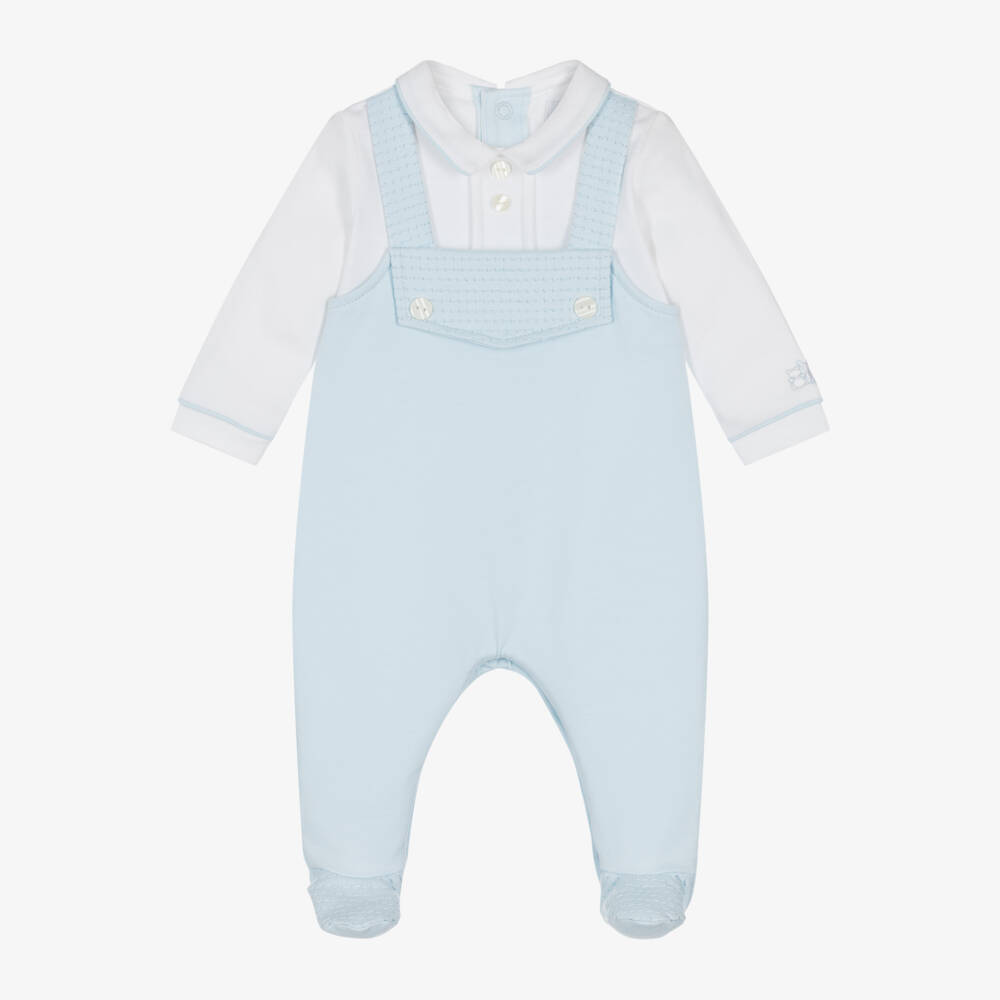 Emile et Rose-Boys Cotton Blue & White Sleepsuit | Childrensalon Outlet