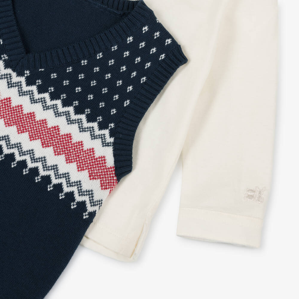 Emile et Rose-Boys Navy Fairisle Outfit Set | Childrensalon Outlet