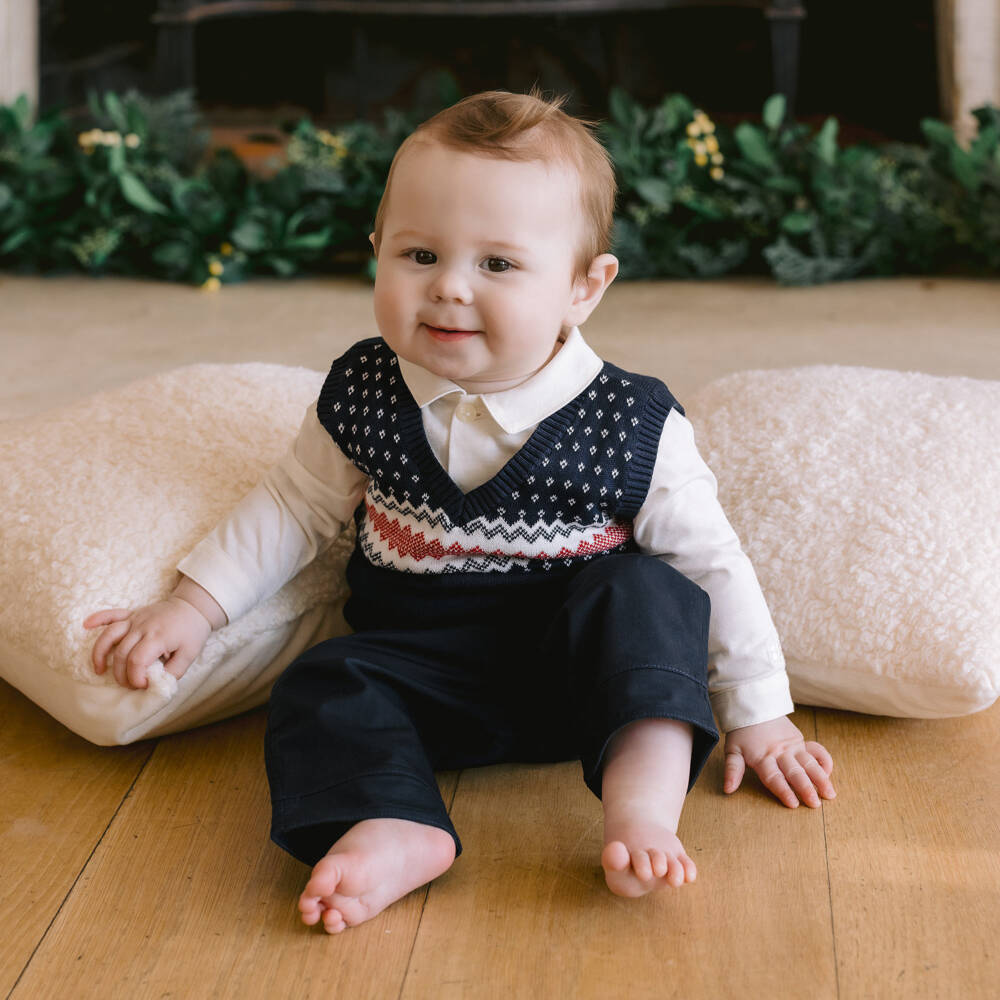 Emile et Rose-Boys Navy Fairisle Outfit Set | Childrensalon Outlet