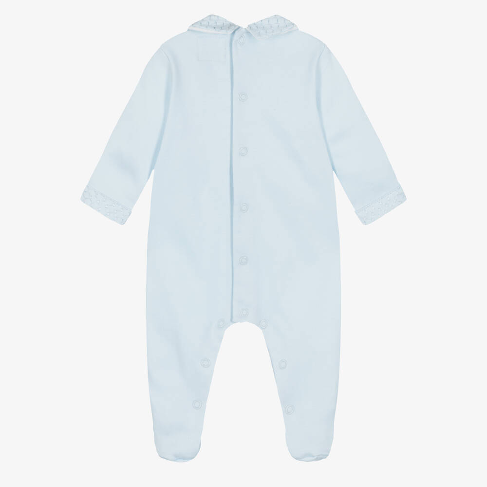Emile et Rose-Boys Pale Blue Cotton Pintuck Babygrow | Childrensalon Outlet