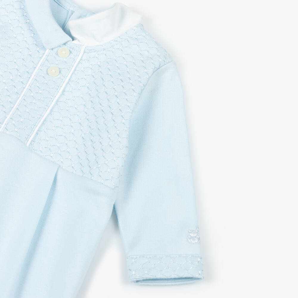 Emile et Rose-Boys Quilted Blue Footed Babygrow | Childrensalon Outlet