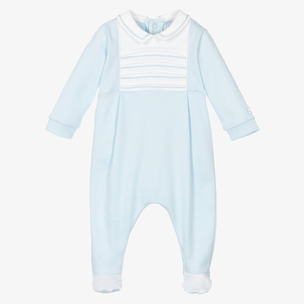 Emile et Rose-Boys Sky Cotton Embroidered Romper | Childrensalon Outlet