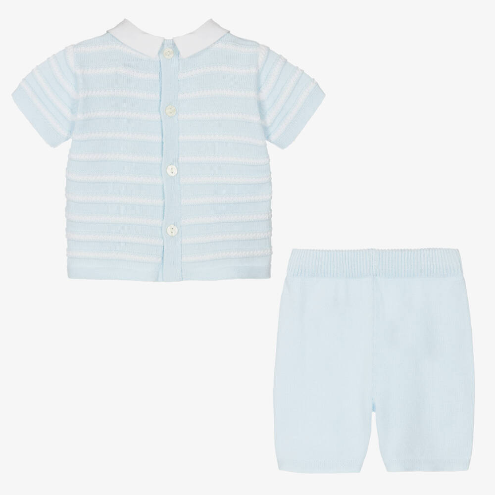 Emile et Rose-Boys Sky Knit Striped Shorts Set | Childrensalon Outlet