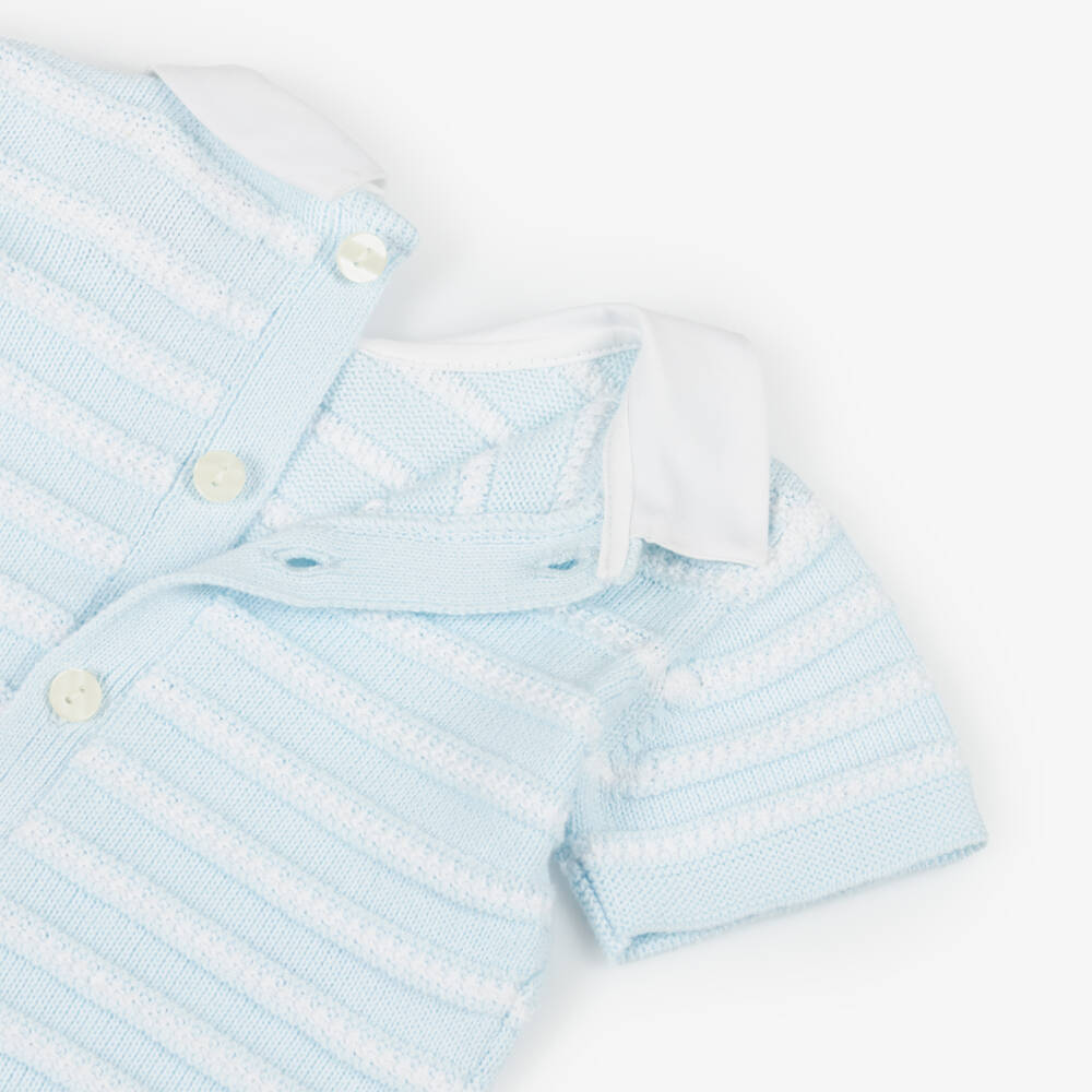 Emile et Rose-Boys Sky Knit Striped Shorts Set | Childrensalon Outlet