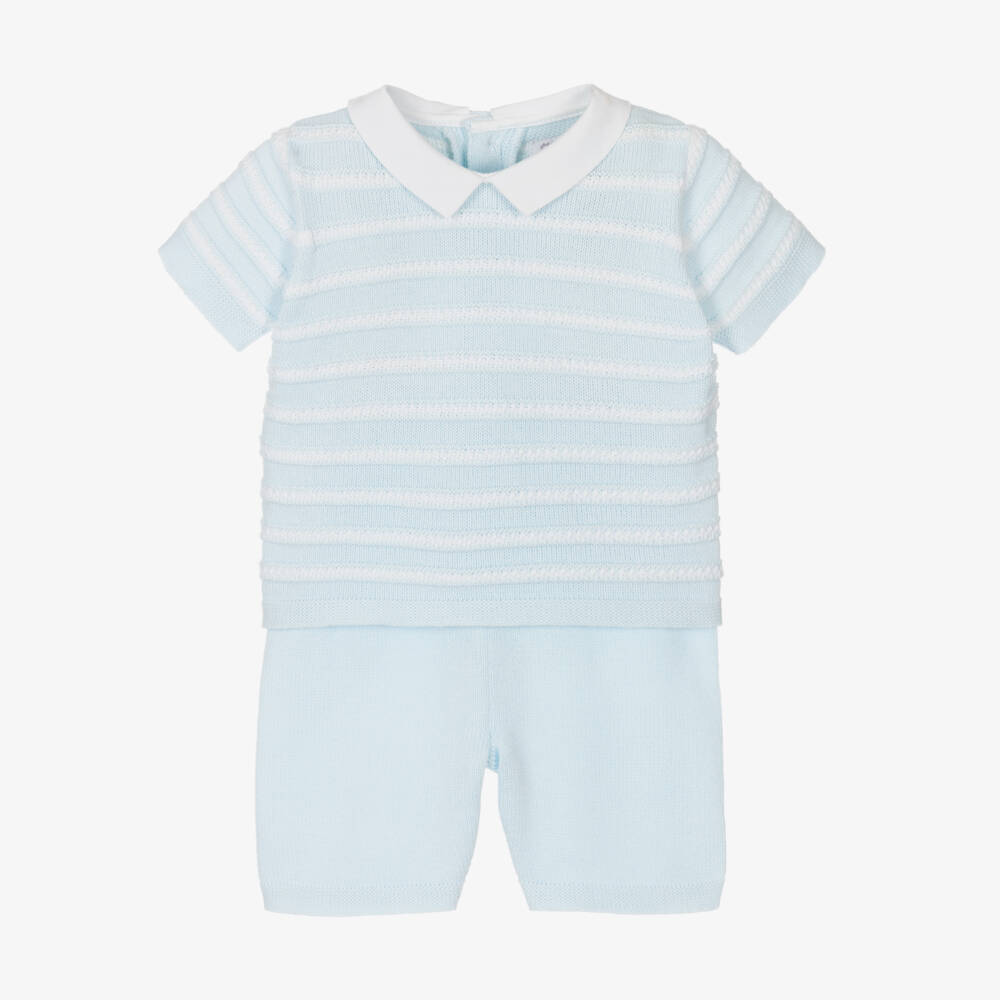 Emile et Rose-Boys Sky Knit Striped Shorts Set | Childrensalon Outlet