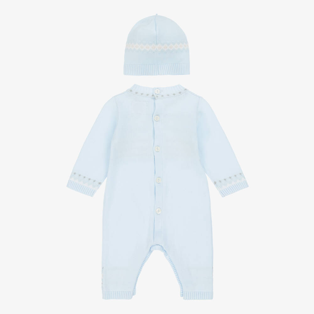 Emile et Rose-Boys Soft Blue Bear Babysuit Set | Childrensalon Outlet