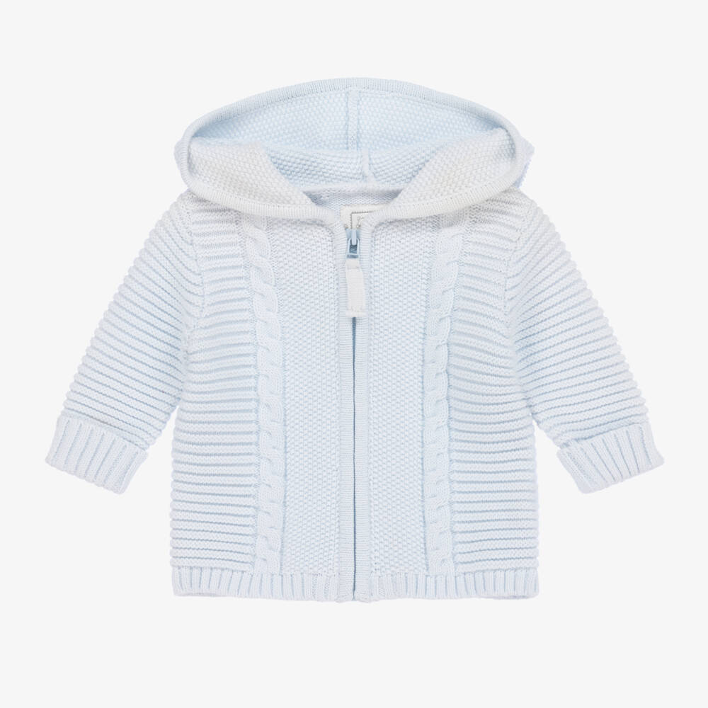 Emile et Rose-Boys Soft Blue Cotton Zip Cardigan | Childrensalon Outlet