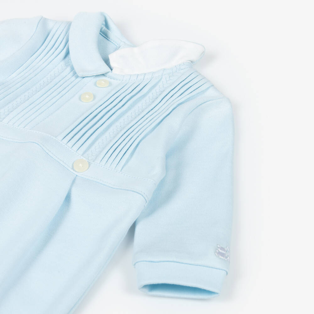 Emile et Rose-Boys Soft Blue Pintuck Romper | Childrensalon Outlet