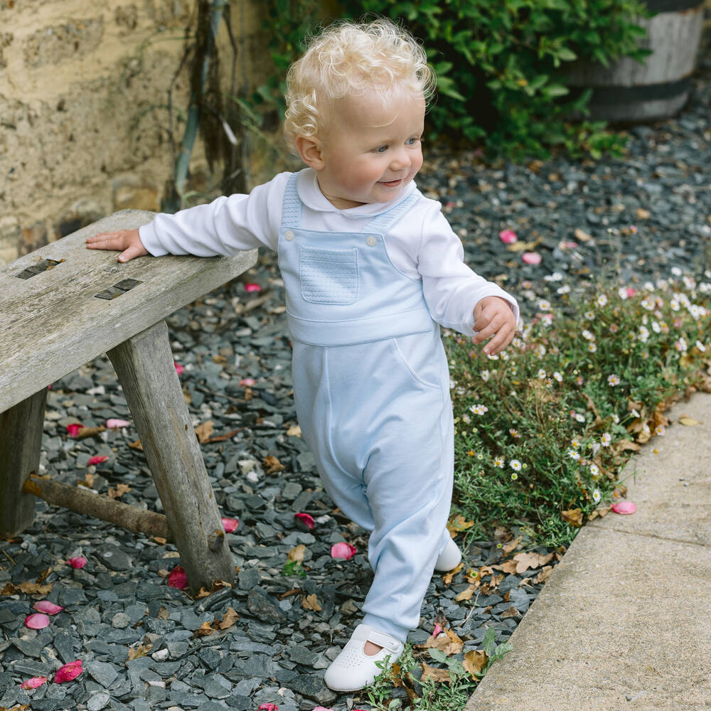 Emile et Rose-Boys Soft Blue Popper Romper | Childrensalon Outlet