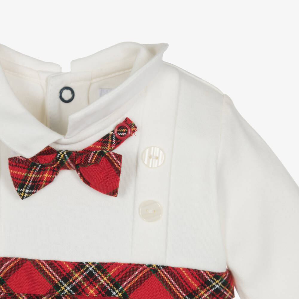 Emile et Rose-Boys Velour Check Babygrow | Childrensalon Outlet
