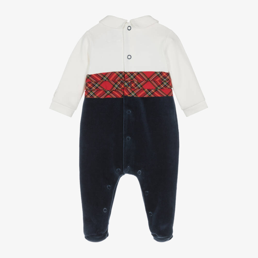 Emile et Rose-Boys Velour Check Babygrow | Childrensalon Outlet
