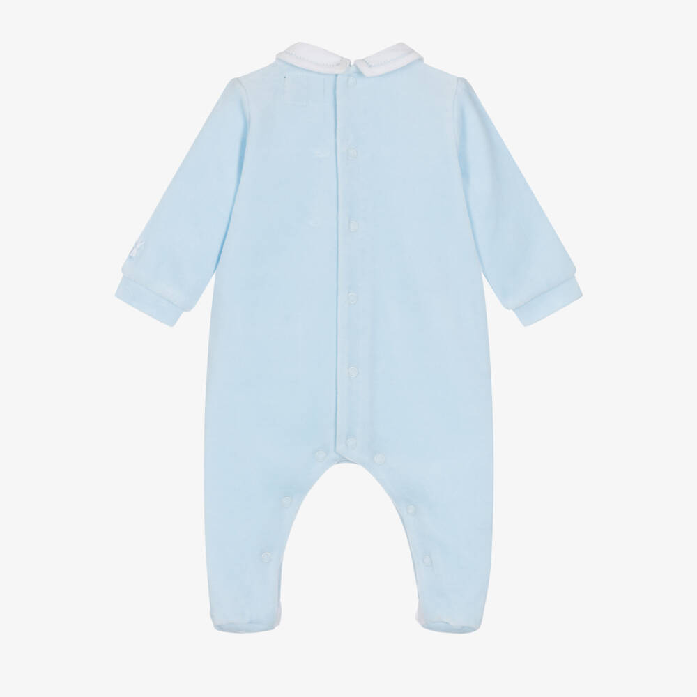 Emile et Rose-Голубой велюровый комбинезон с вышивкой для мальчиков | Childrensalon Outlet