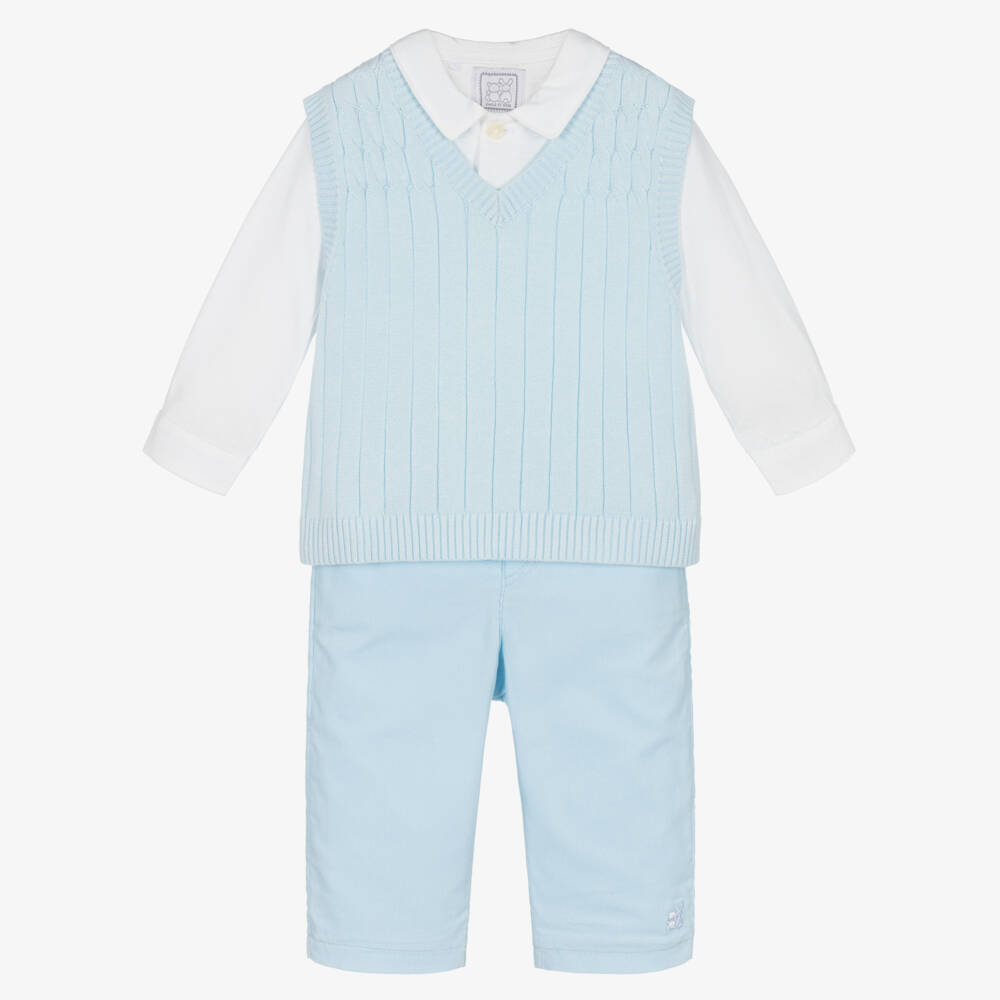 Emile et Rose-Gentleman's Blue Cotton Ensemble | Childrensalon Outlet