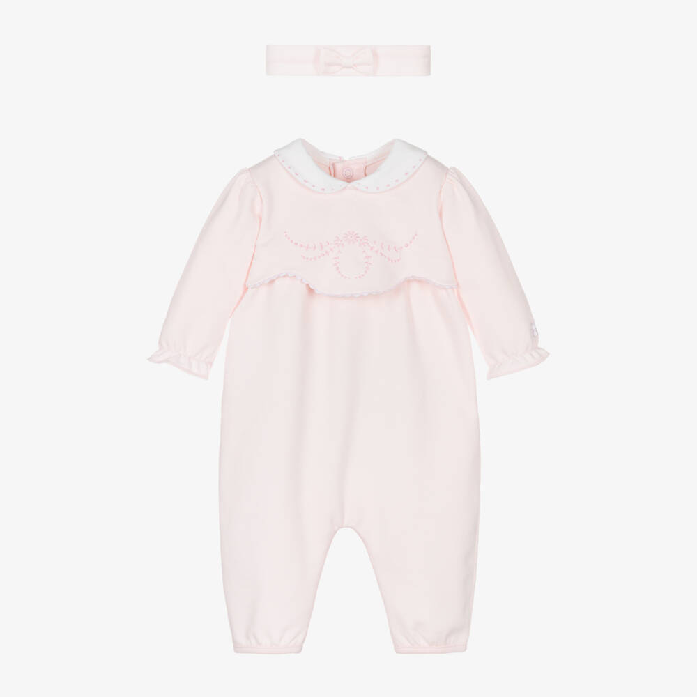 Emile et Rose-Girls Cotton-Soft Pink Romper Ensemble | Childrensalon Outlet