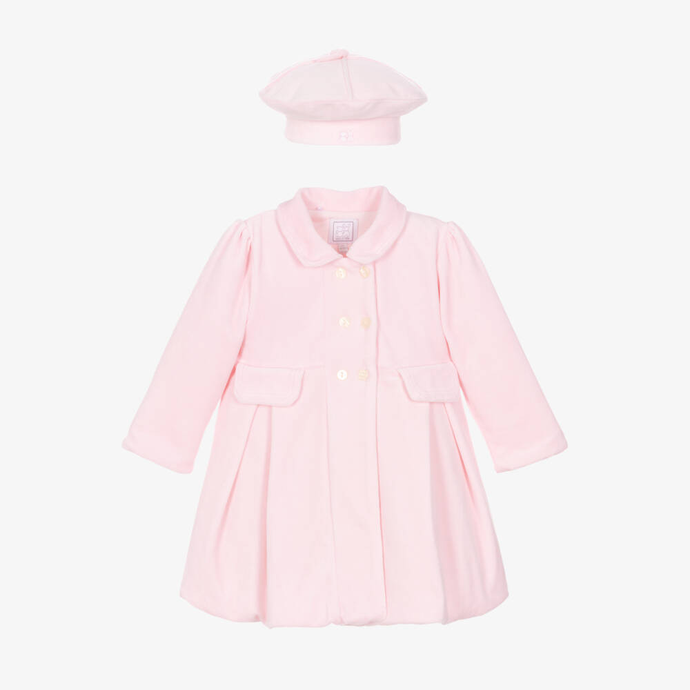 Emile et Rose-Girls Pale Pink Velour Coat Set | Childrensalon Outlet