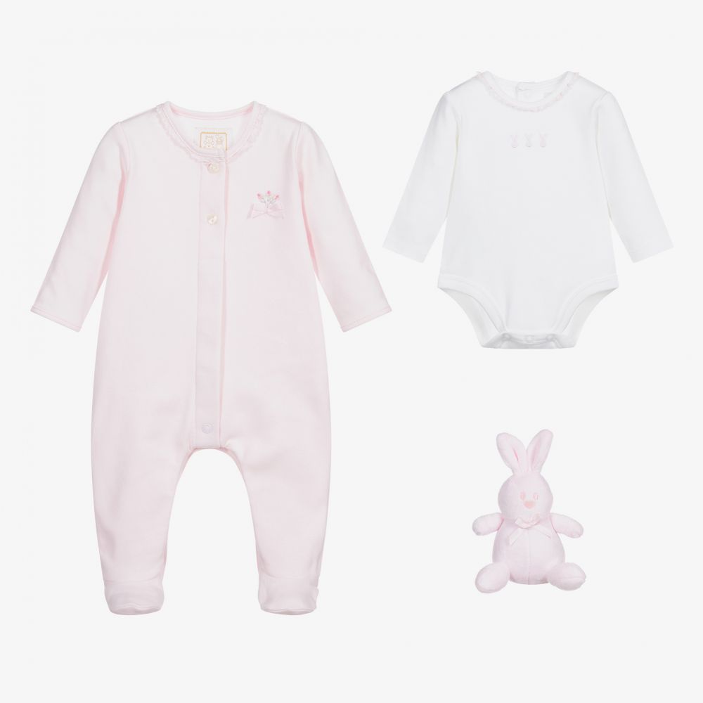 Emile et Rose - Girls Pink Babygrow Gift Set | Childrensalon