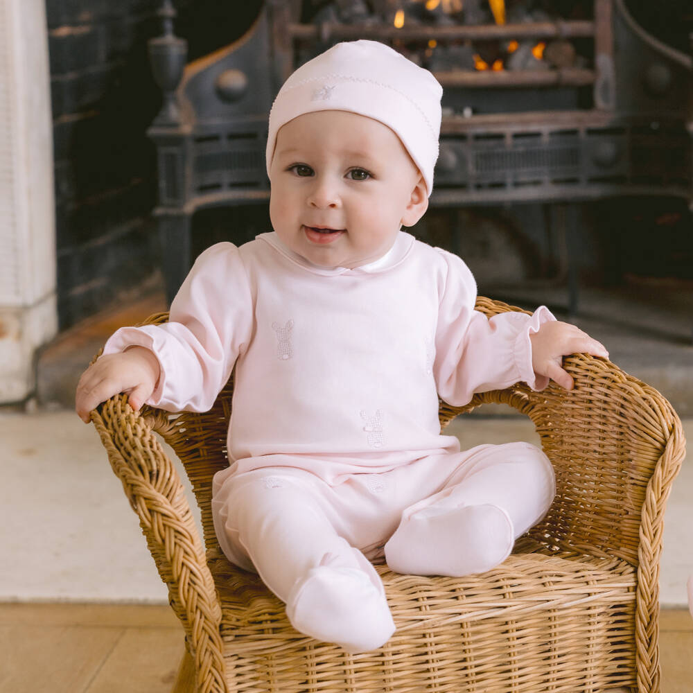 Emile et Rose-Girls Pink Bunny Cotton Babysuit Set | Childrensalon Outlet