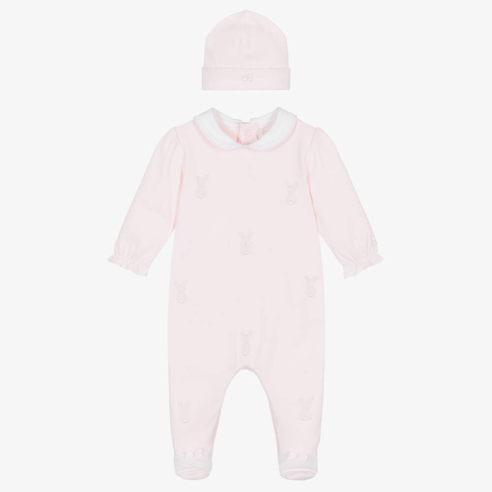 Emile et Rose-Girls Pink Bunny Cotton Babysuit Set | Childrensalon Outlet