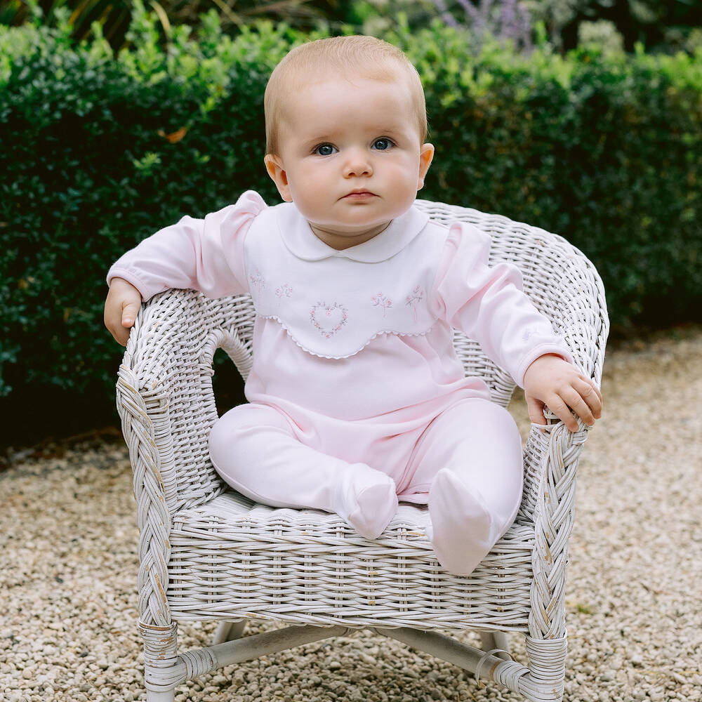 Emile et Rose - Girls Pink Cotton Babysuit Set | Childrensalon Outlet