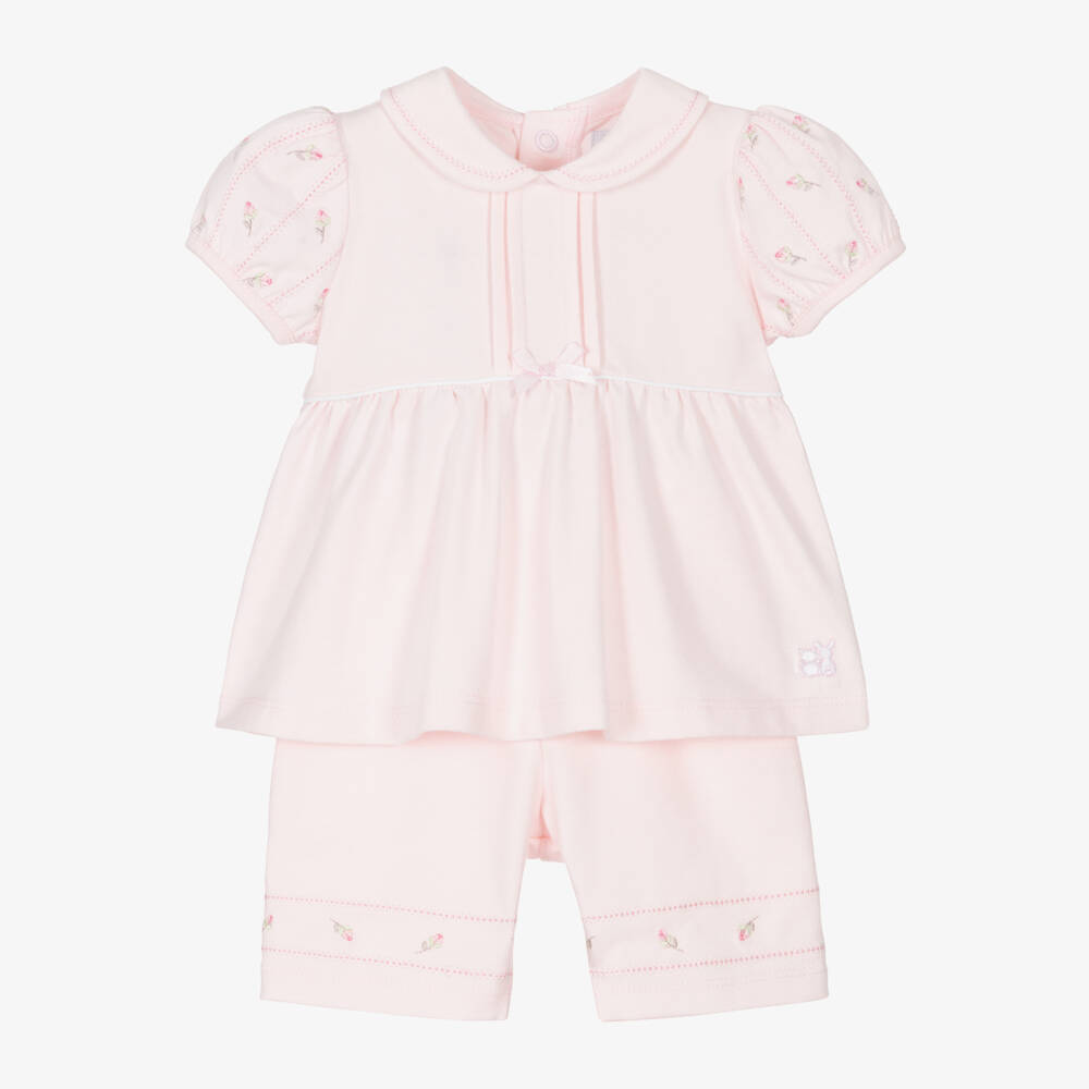Emile et Rose-Girls Pink Embroidered Cotton Set | Childrensalon Outlet