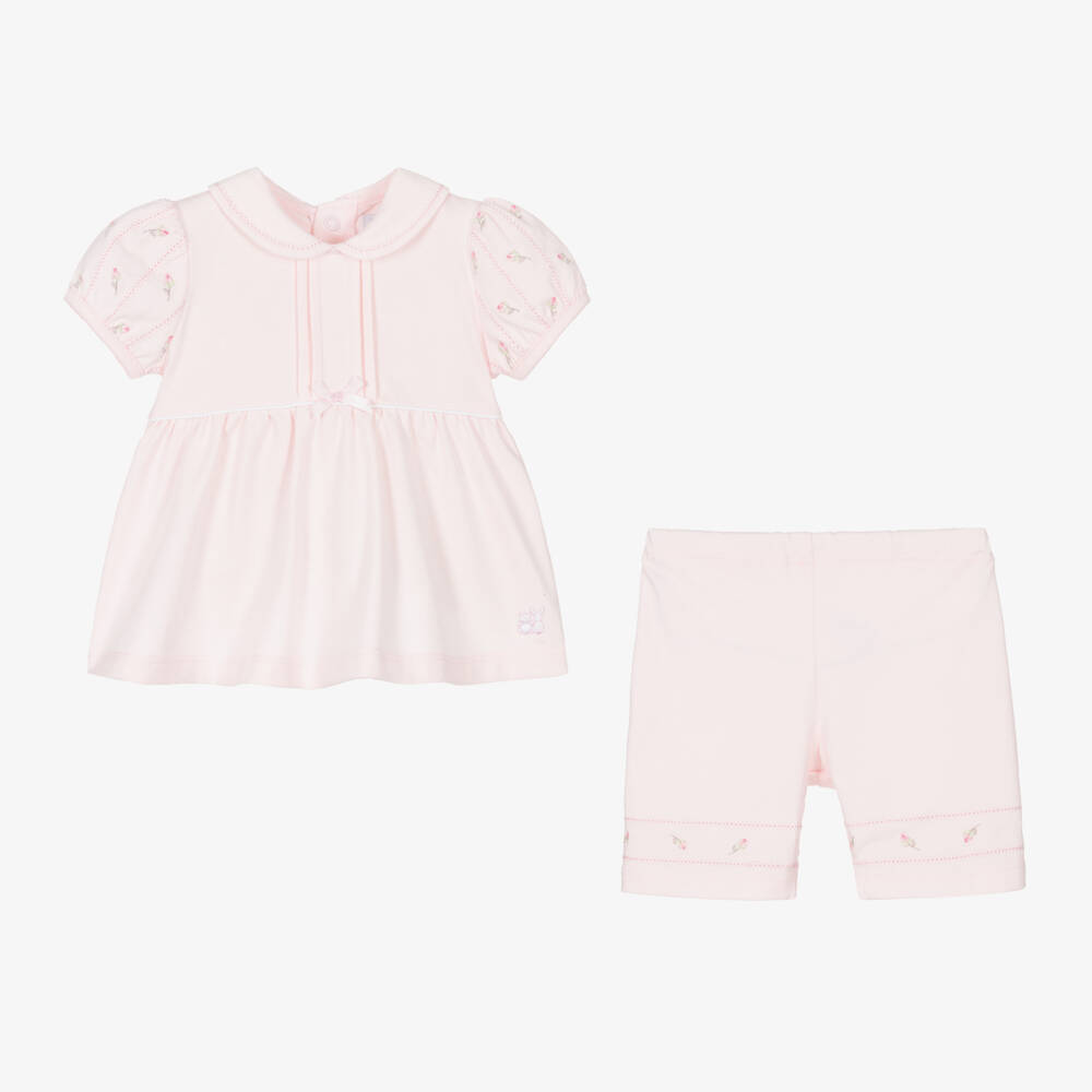 Emile et Rose-Girls Pink Embroidered Cotton Set | Childrensalon Outlet
