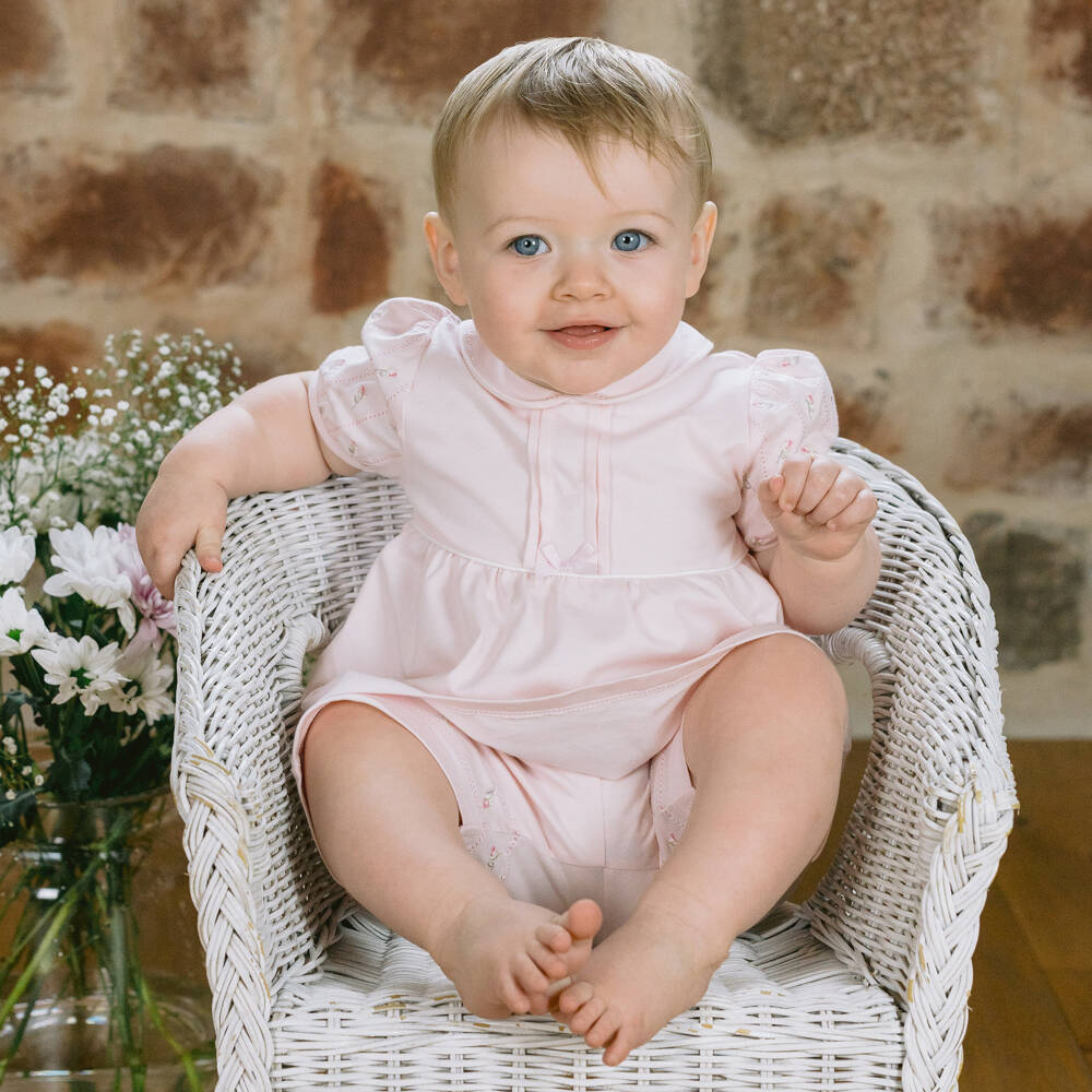 Emile et Rose-Girls Pink Embroidered Cotton Set | Childrensalon Outlet