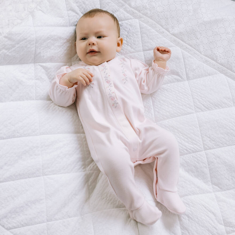 Emile et Rose-Girls Pink Rosy Lace Babygrow | Childrensalon Outlet