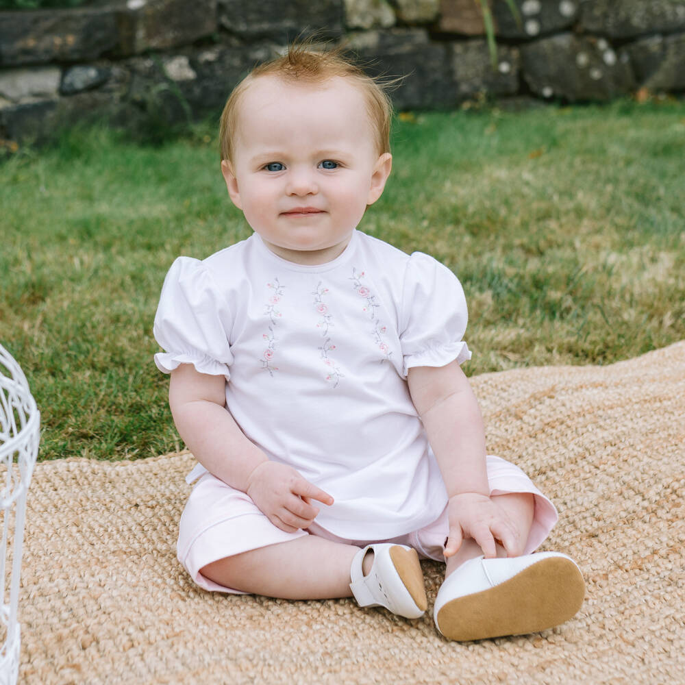 Emile et Rose-Girls Pink & White Cotton Ensemble | Childrensalon Outlet