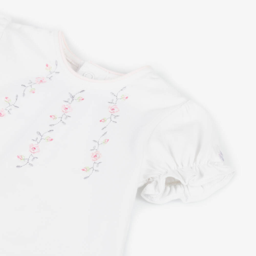 Emile et Rose-Girls Pink & White Cotton Ensemble | Childrensalon Outlet