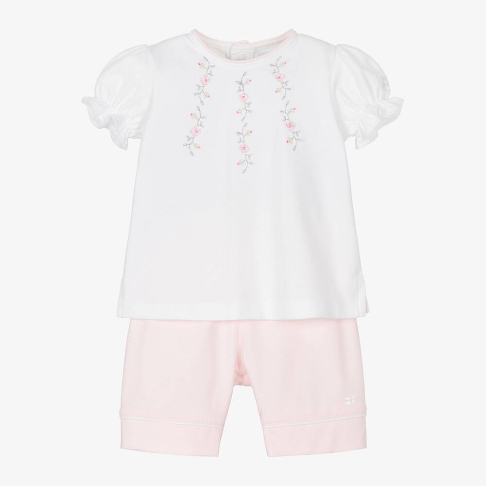 Emile et Rose-Girls Pink & White Cotton Ensemble | Childrensalon Outlet