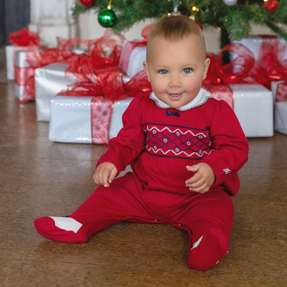 Emile et Rose-Girls Red Cotton Babygrow | Childrensalon Outlet