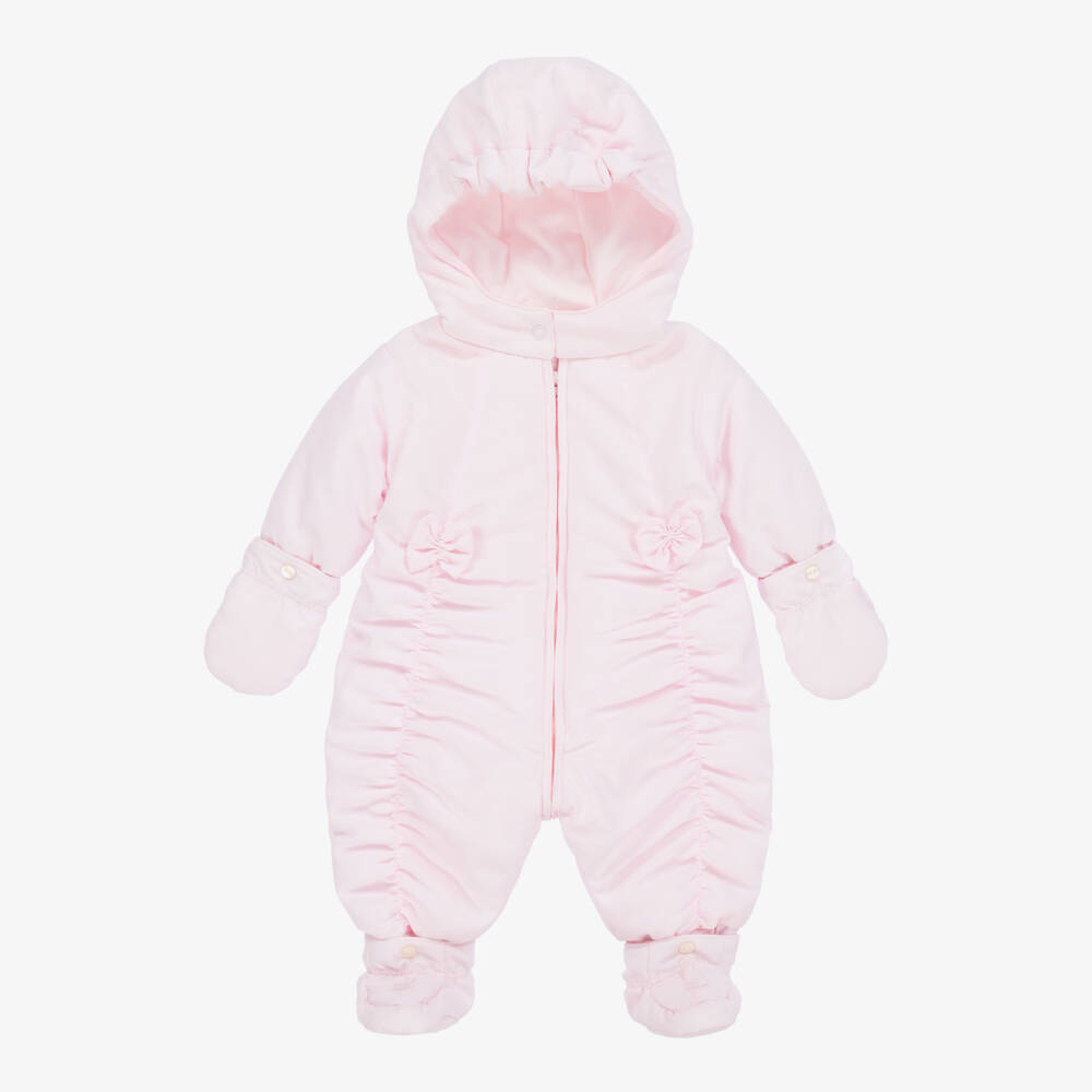 Emile et Rose-Girls Ruched Pink Cozy Pramsuit | Childrensalon Outlet