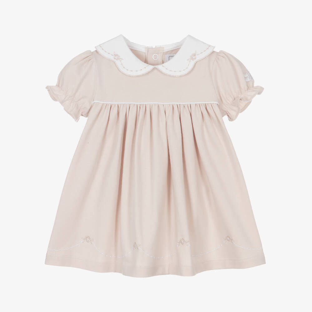 Emile et Rose-Girls' Soft Beige Cotton Dress | Childrensalon Outlet