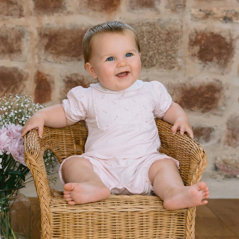 Emile et Rose-Girls Soft Pink Embroidered Shortie | Childrensalon Outlet