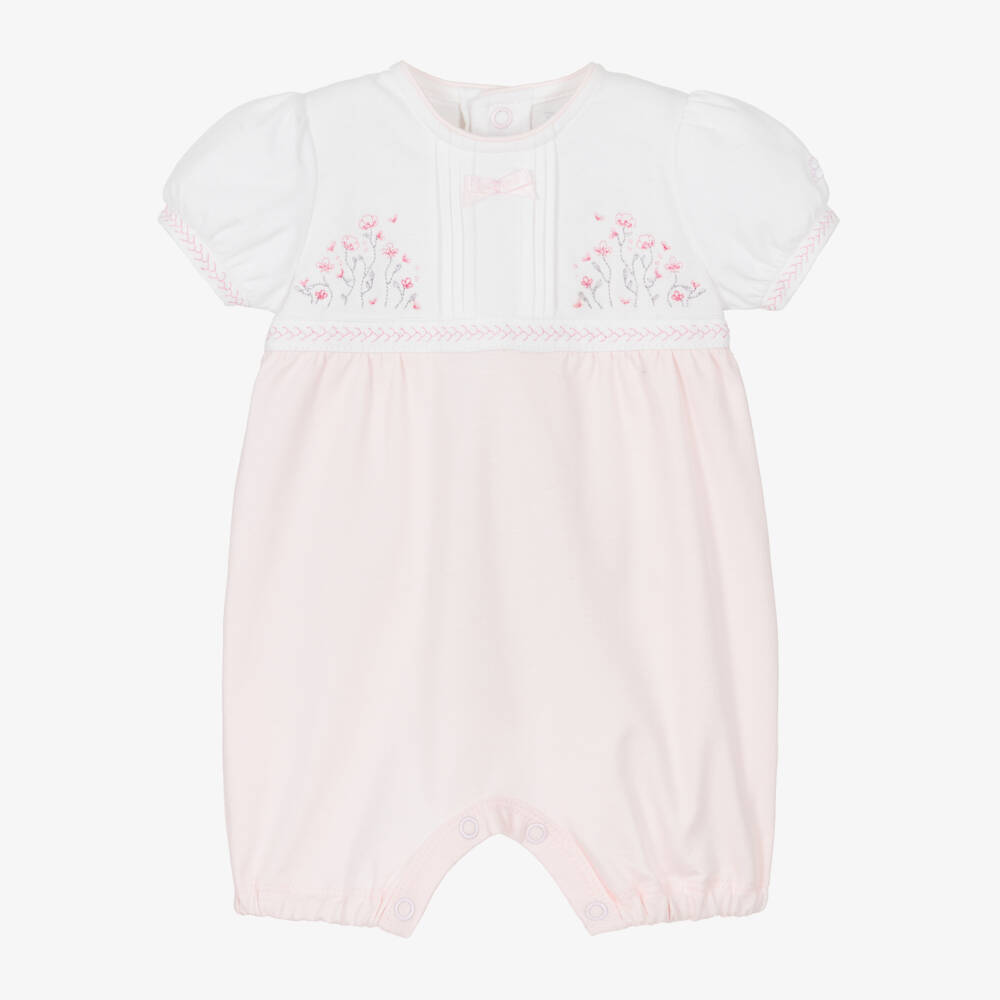 Emile et Rose-Girls Soft Pink Floral Cotton Romper | Childrensalon Outlet