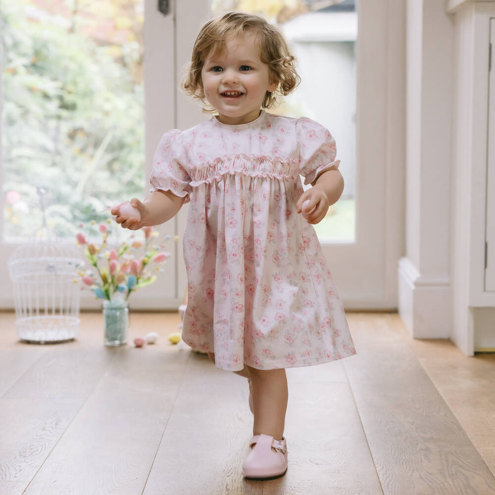 Emile et Rose-Girls Soft Pink Floral Frock | Childrensalon Outlet