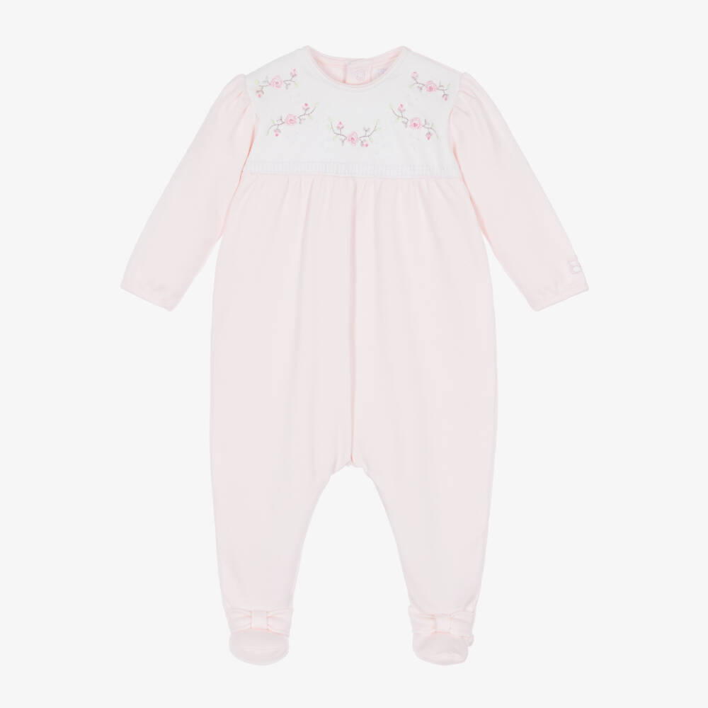 Emile et Rose-Girls Soft Pink Floral Sleepsuit | Childrensalon Outlet